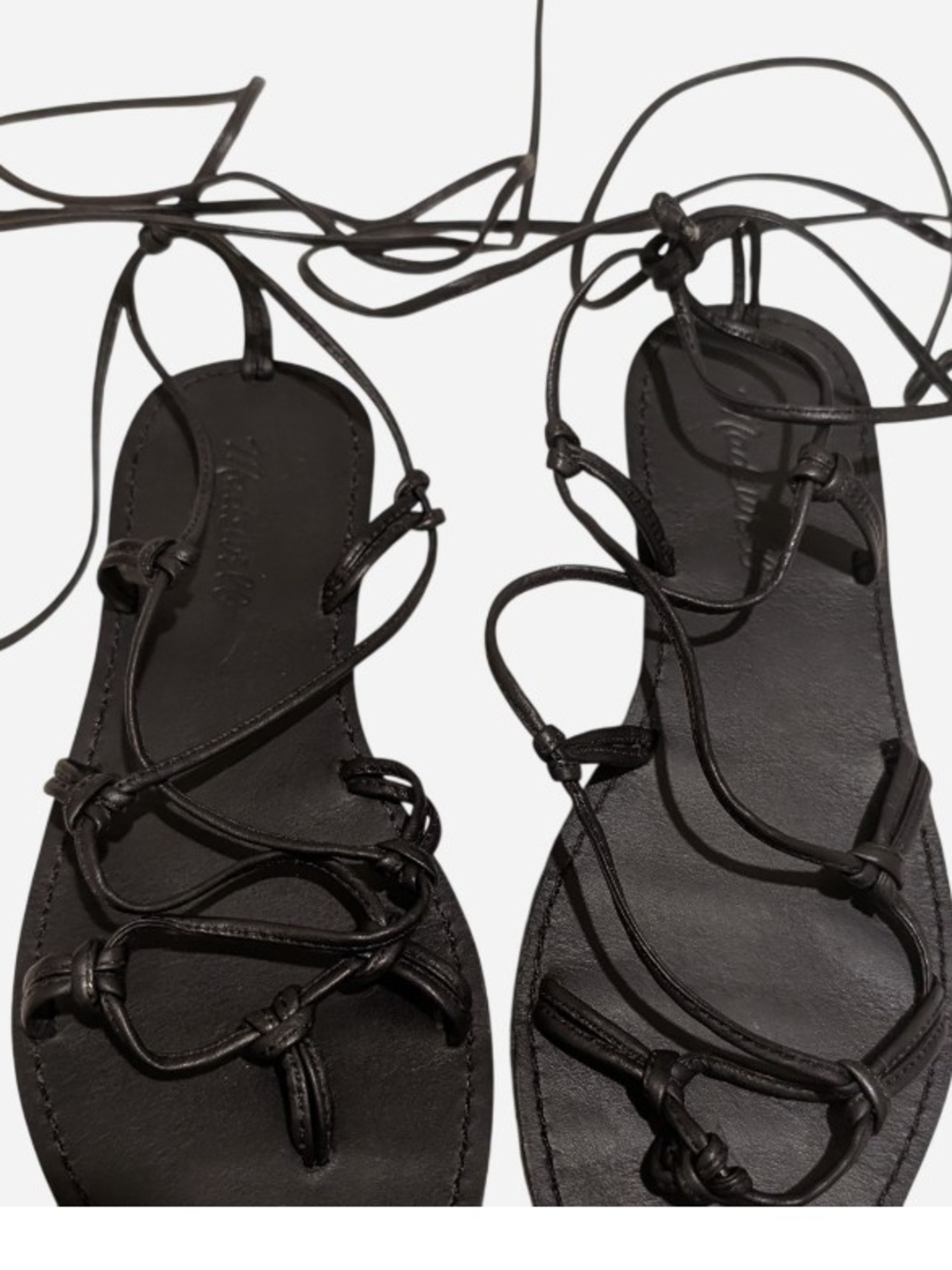 Pre-owned Madewell Black Lace-Up Gladiator Sandals - Picture 3 of 7